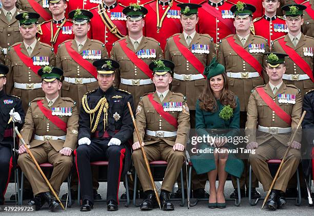 Prince William, Duke of Cambridge and Catherine, Duchess of Cambridge attend the St Patrick's Day parade at Mons Barracks on March 17, 2014 in...