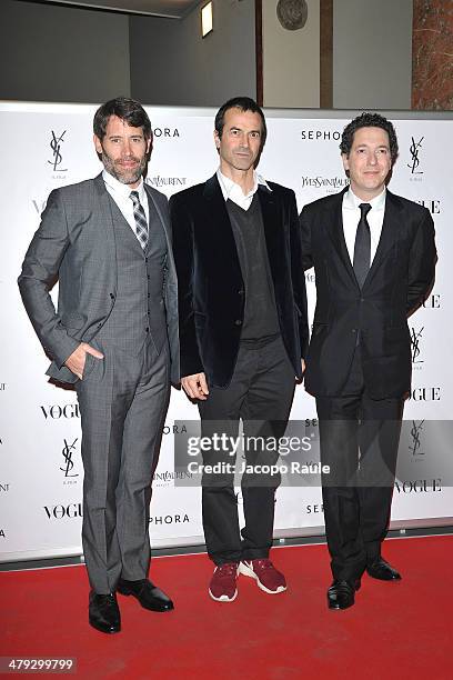 Jalil Lespert, Andrea Occhipinti and Guillaume Gallienne attend 'Yves Saint Laurent' Premiere on March 17, 2014 in Milan, Italy.