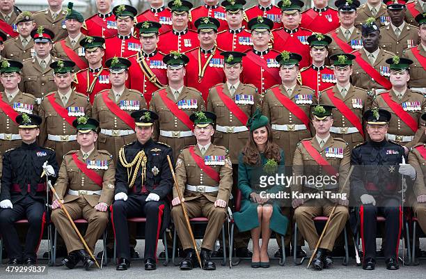 Prince William, Duke of Cambridge and Catherine, Duchess of Cambridge attend the St Patrick's Day parade at Mons Barracks on March 17, 2014 in...