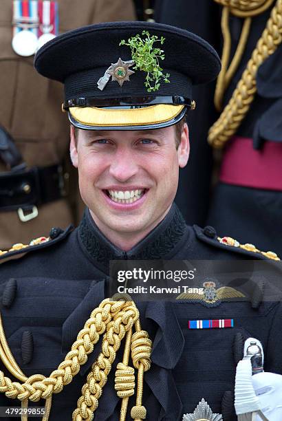 Prince William; Duke of Cambridge attends the St Patrick's Day parade at Mons Barracks on March 17, 2014 in Aldershot, England.
