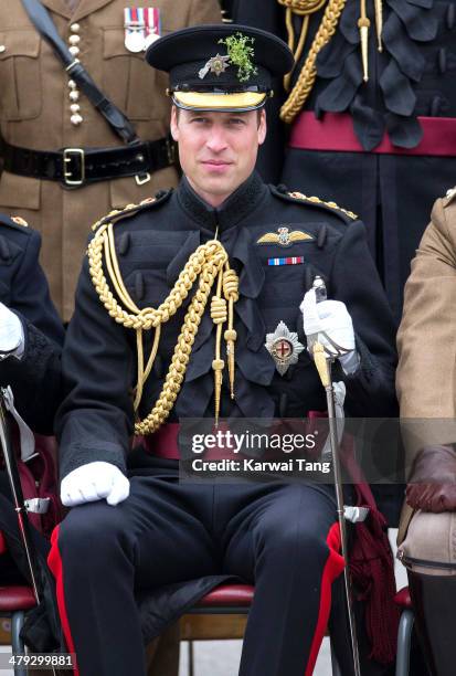 Prince William, Duke of Cambridge attends the St Patrick's Day parade at Mons Barracks on March 17, 2014 in Aldershot, England.