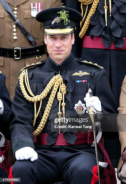 Prince William, Duke of Cambridge attends the St Patrick's Day parade at Mons Barracks on March 17, 2014 in Aldershot, England.