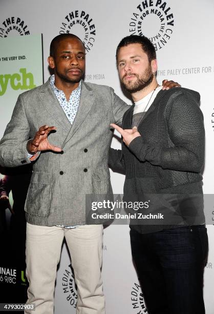 Actors Dule Hill and James Roday attend an evening with "Psych" at Paley Center For Media on March 17, 2014 in New York City.