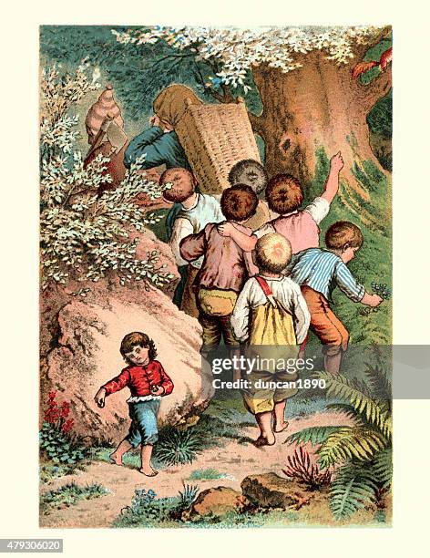 thumbling - little tom thumb - nursery rhyme stock illustrations