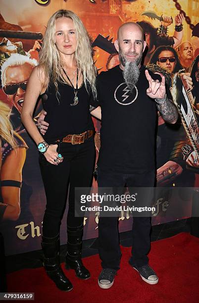 Musician Scott Ian and wife singer Pearl Aday attend the 3rd Annual Watch Awards Gala at Avalon on March 17, 2014 in Hollywood, California.