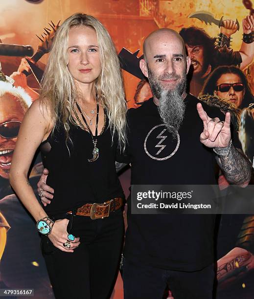 Musician Scott Ian and wife singer Pearl Aday attend the 3rd Annual Watch Awards Gala at Avalon on March 17, 2014 in Hollywood, California.