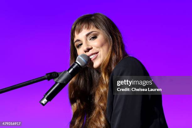 Singer Christina Perri performs onstage during iHeartRadio's Artists on the Verge featuring Christina Perri, NONONO and Aloe Blacc at 4A's...
