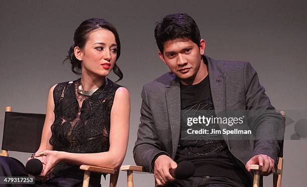 Actors Julie Estelle and Iko Uwais attend "Meet The Filmmakers" at Apple Store Soho on March 17, 2014 in New York City.