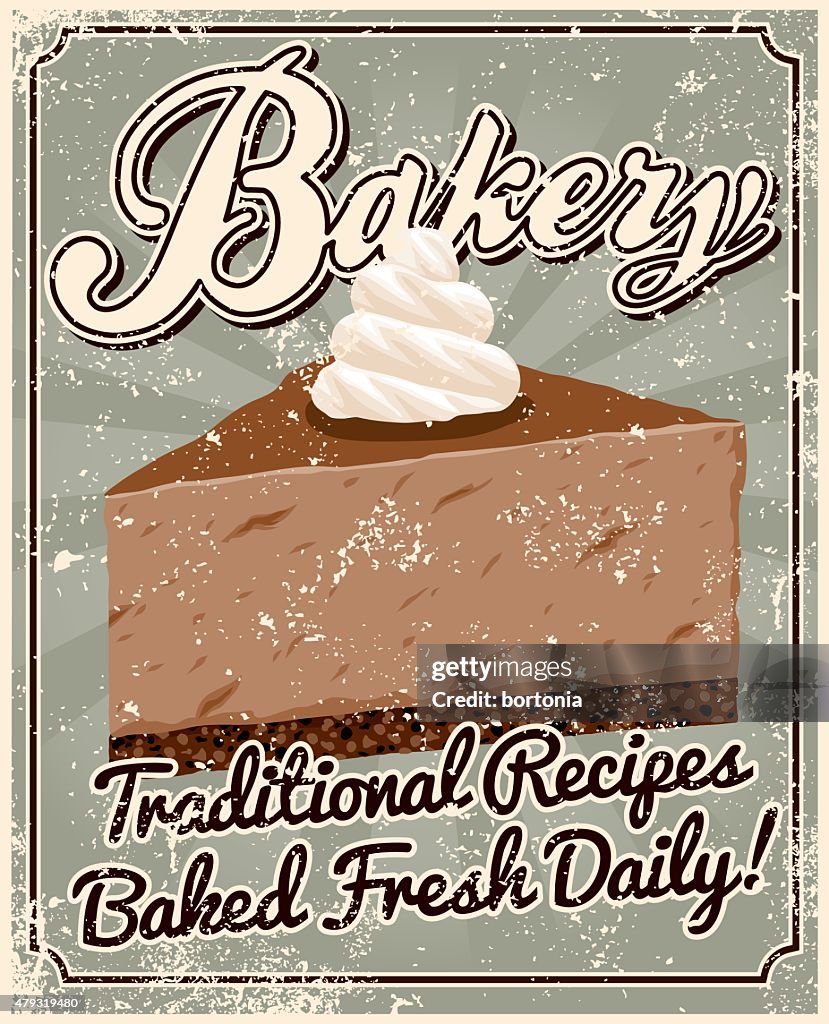 Vintage Screen Printed Bakery Poster