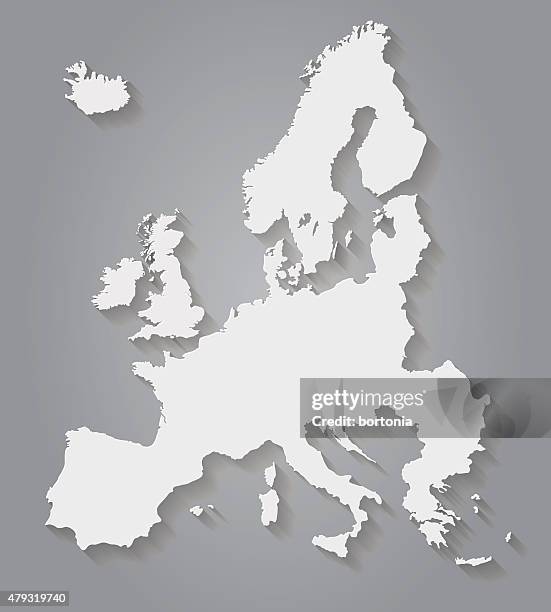 flache design-papier-karte europa - european map stock-grafiken, -clipart, -cartoons und -symbole