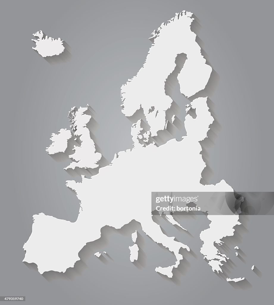 Flat Design Europe Paper Map