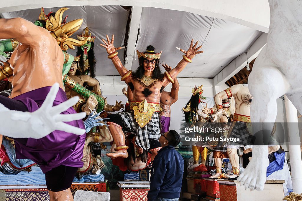 Ogoh-Ogoh Effigies Are Paraded As Part Of The Balinese Nyepi Ceremony