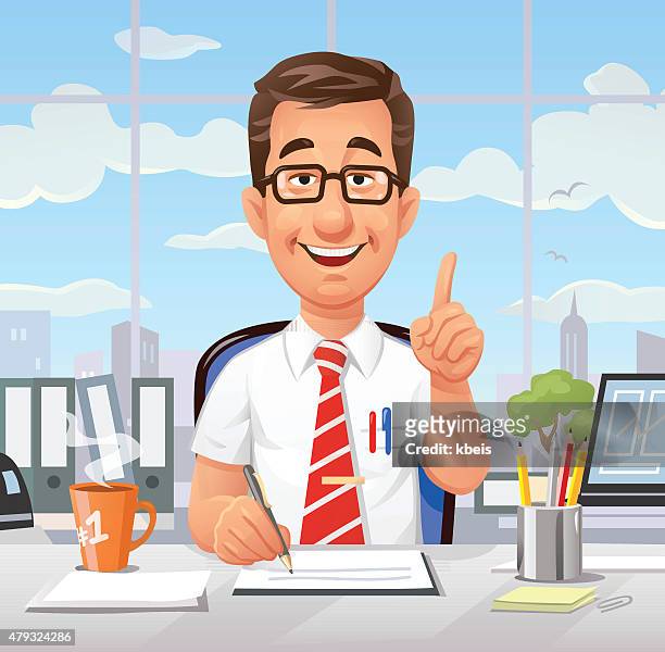 busy office worker giving advice - balancing act cartoon stock illustrations