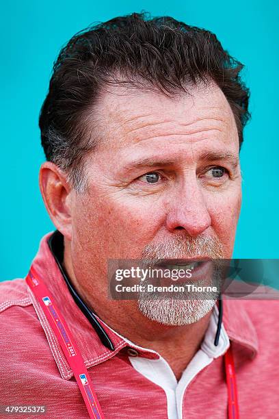 Former Australian MLB player now special assistant to Diamondbacks general manager Kevin Towers, Craig Shipley looks on during an Arizona...