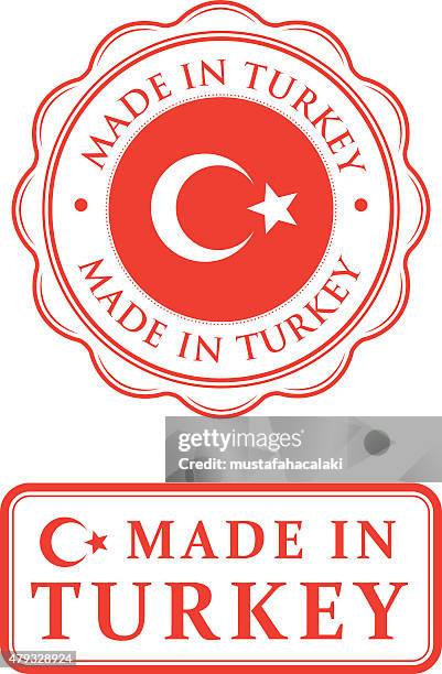 ilustraciones, imágenes clip art, dibujos animados e iconos de stock de hecho en turquía sellos de goma - bandera turca