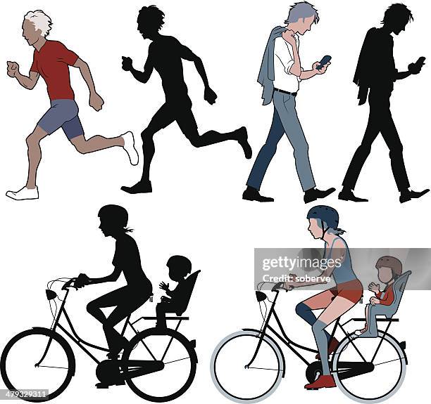 urban people - jogging outside stock illustrations