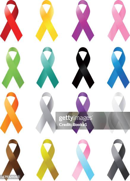 stockillustraties, clipart, cartoons en iconen met awareness ribbons - aids awareness ribbon