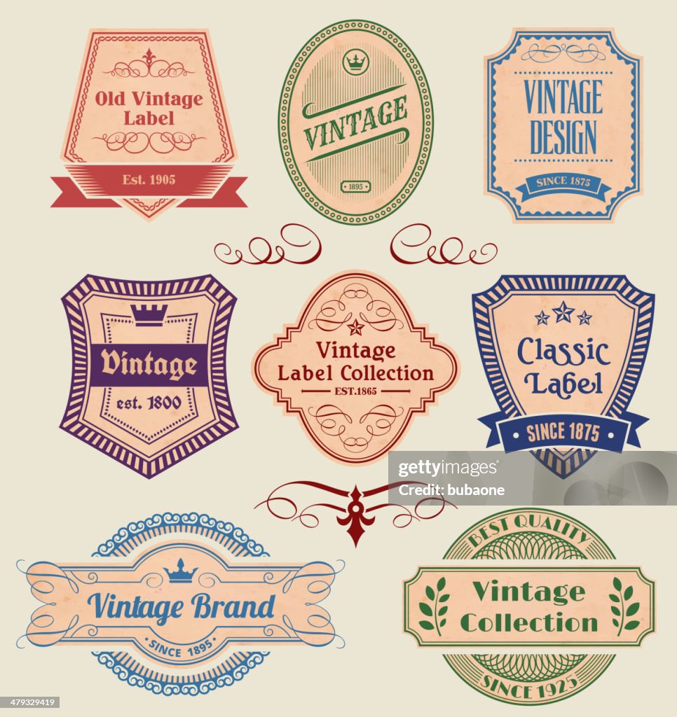 Vintage Etiketten auf alten Papier-Abzeichen