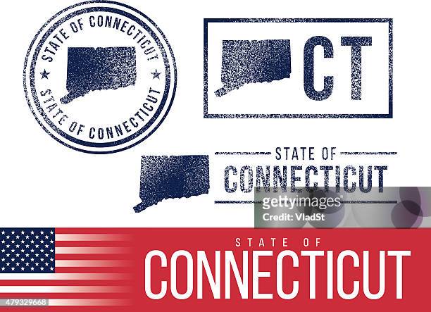 usa rubber stamps - state of connecticut - connecticut stock illustrations