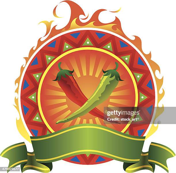 chilli vector emblem - chilli white background stock illustrations