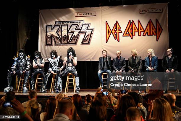 Musicians Gene Simmons, Eric Singer, Tommy Thayer and Paul Stanley of KISS and Rick Allen, Phil Collen, Joe Elliott, Rick Savage and Vivian Campbell...