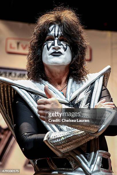 Musician Tommy Thayer of KISS appears at a press conference to announce the KISS and Def Leppard '2014 Heroes Tour' at House of Blues on March 17,...
