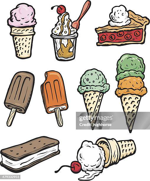 ilustraciones, imágenes clip art, dibujos animados e iconos de stock de helado de postres de bonificación - dulce de azúcar y mantequilla