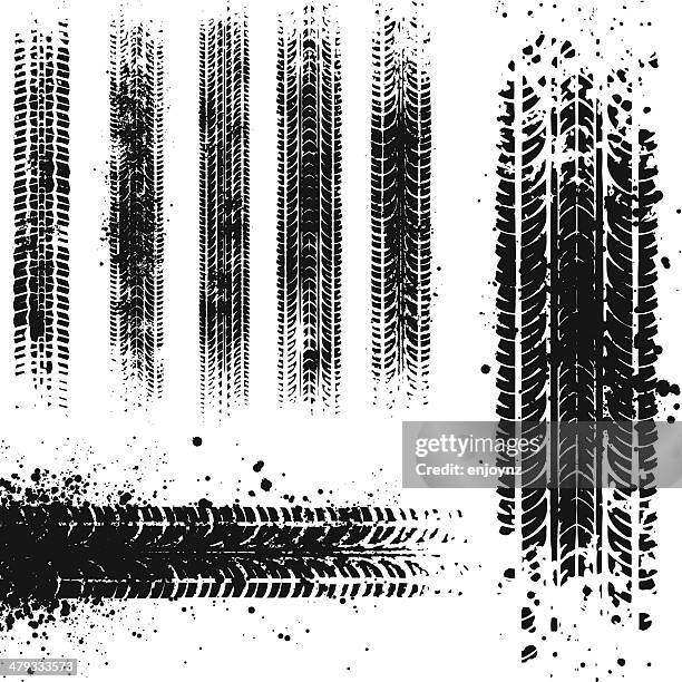 dirty tyre tracks - track stock illustrations