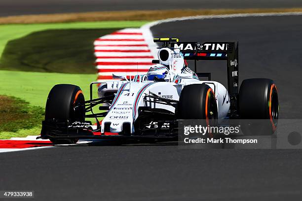 Susie Wolff of Great Britain and Williams drives during practice for the Formula One Grand Prix of Great Britain at Silverstone Circuit on July 3,...
