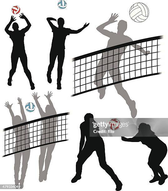 ilustraciones, imágenes clip art, dibujos animados e iconos de stock de reproductores de voleibol - volear