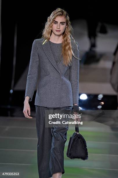 Giorgio Armani Autumn Winter 2014 fashion show during Milan Fashion Week on February 24, 2014 in Milan, Italy.