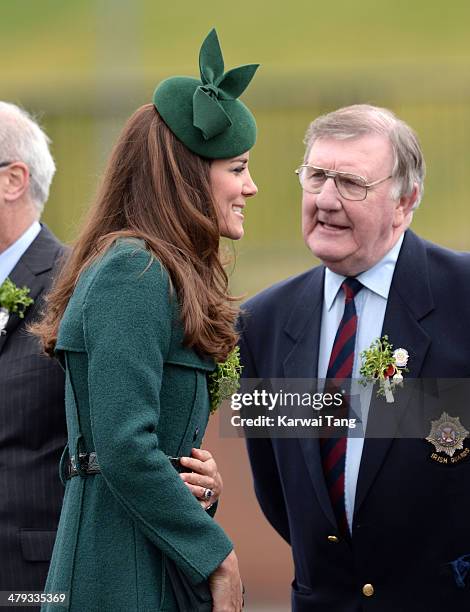 Catherine, Duchess of Cambridge attends the St Patrick's Day parade at Mons Barracks on March 17, 2014 in Aldershot, England.