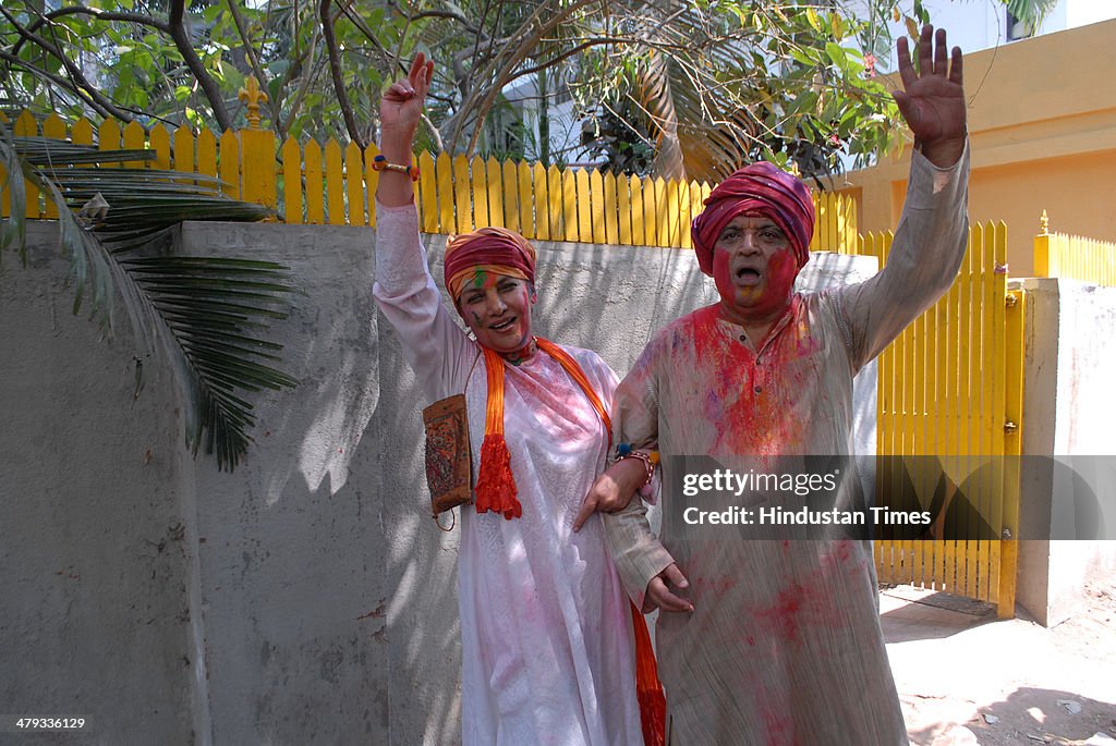 Holi Celebrations At Shabana Azmi's Residence