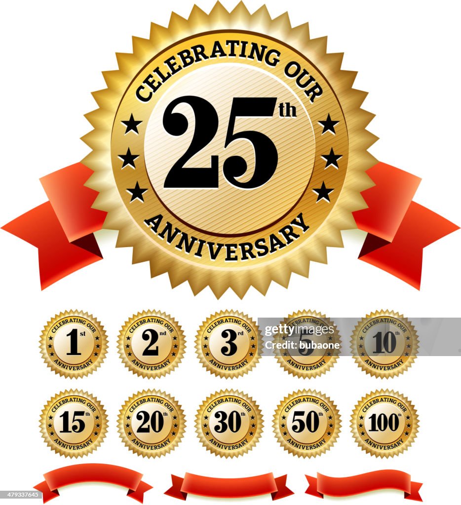 Marriage Anniversary Badges royalty free vector icon set