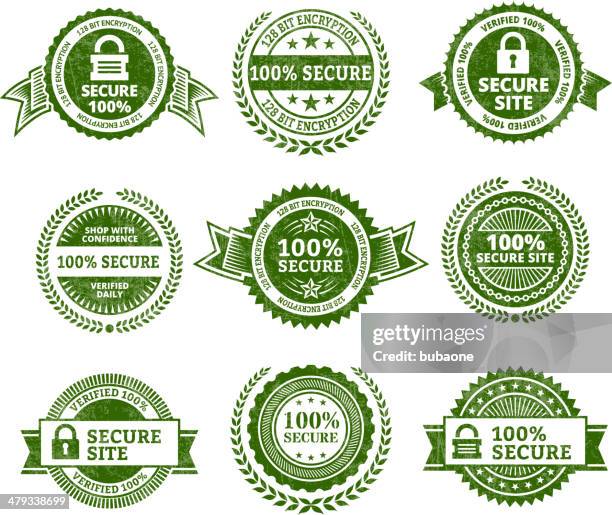 Fixe O Conjunto De Emblemas De Cor, Foto de stock