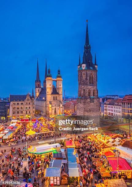 weihnachtsmarkt halle (saale - halle an der saale stock-fotos und bilder