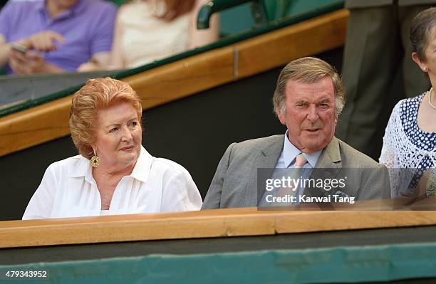 Terry Wogan and wife Helen attend the Grigor Dimitrov v Richard Gasquet match on day five of the annual Wimbledon Tennis Championships at Wimbledon...