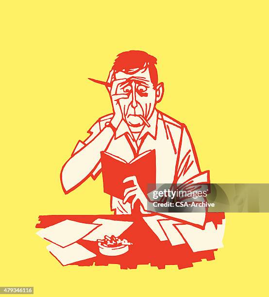 worried man - ashtray stock illustrations