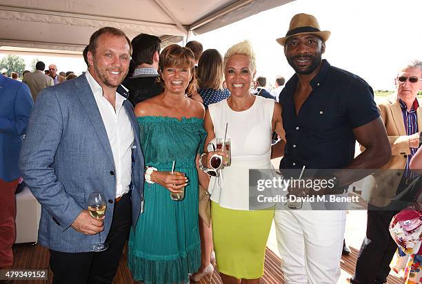 Dean Andrews, Helen Bowen-Green, Debbie Nelson and Johnny Nelson attend the Audi Polo Challenge 2015 at Cambridge County Polo Club on July 3, 2015 in...