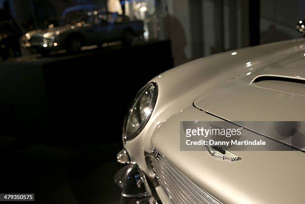 General view of Aston Martin DB5 from the film Skyfall at a photocall ahead of the opening of the Bond In Motion exhibition at the London Film Museum...