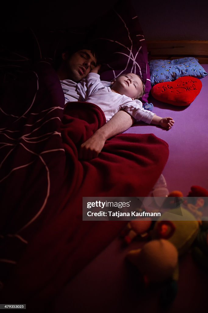 Father and Baby co-sleeping