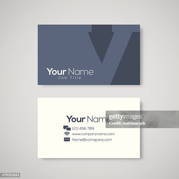 business card template letter v - calling card design stock illustrations