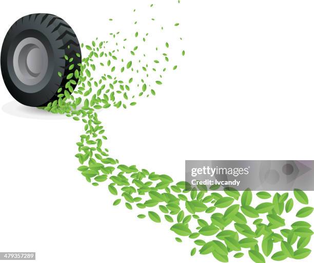 green tire tracks - tyre marks stock illustrations