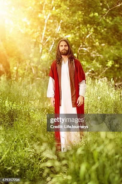 christ walking in the garden of eden - jesus walking stock pictures, royalty-free photos & images