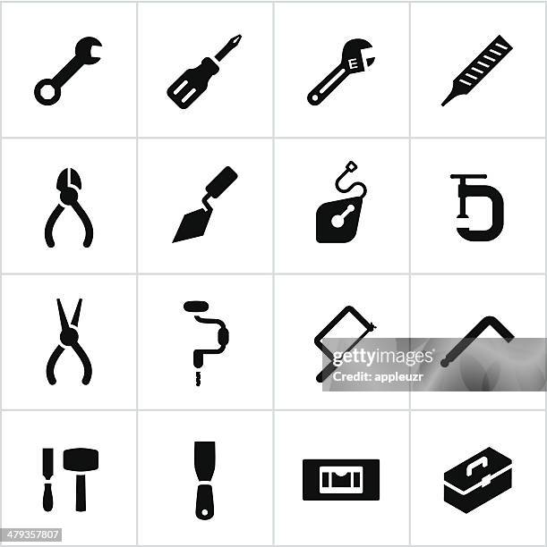 black werkzeug icons - laubsäge stock-grafiken, -clipart, -cartoons und -symbole