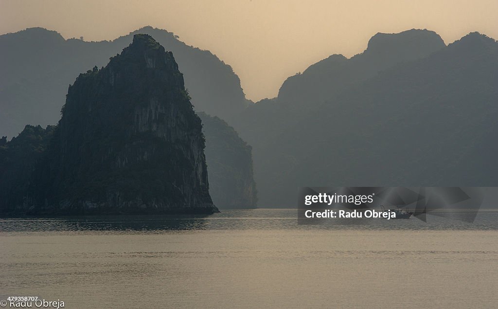 Floating among the rocks, Halong Bay, Vietnam