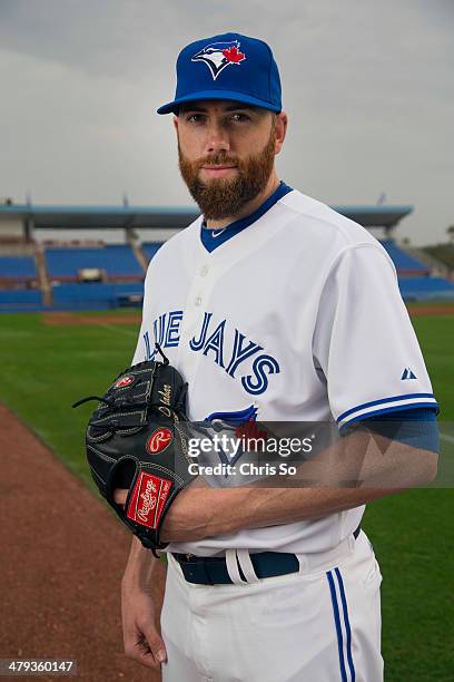 Toronto, ON - FEBRUARY 25, 2014 Toronto Blue Jays pitcher Steve Delabar during photo day from the 2014 Toronto Blue Jays Spring training camp at the...