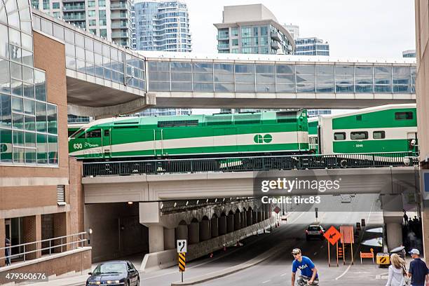 toronto's commuter train known as the go - go single word stock pictures, royalty-free photos & images