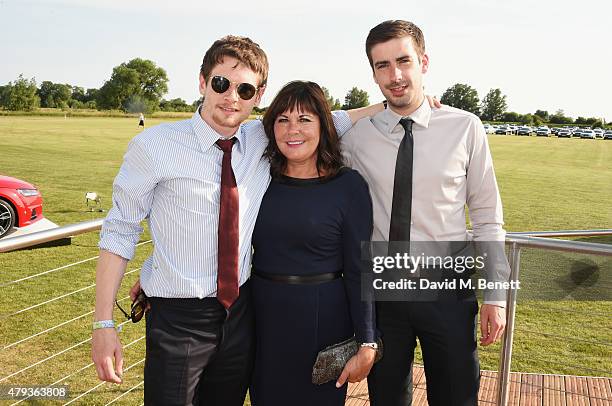 Jack O'Connell, Alison O'Connell and Niall Dwyer attend the Audi Polo Challenge 2015 at Cambridge County Polo Club on July 3, 2015 in Cambridge,...