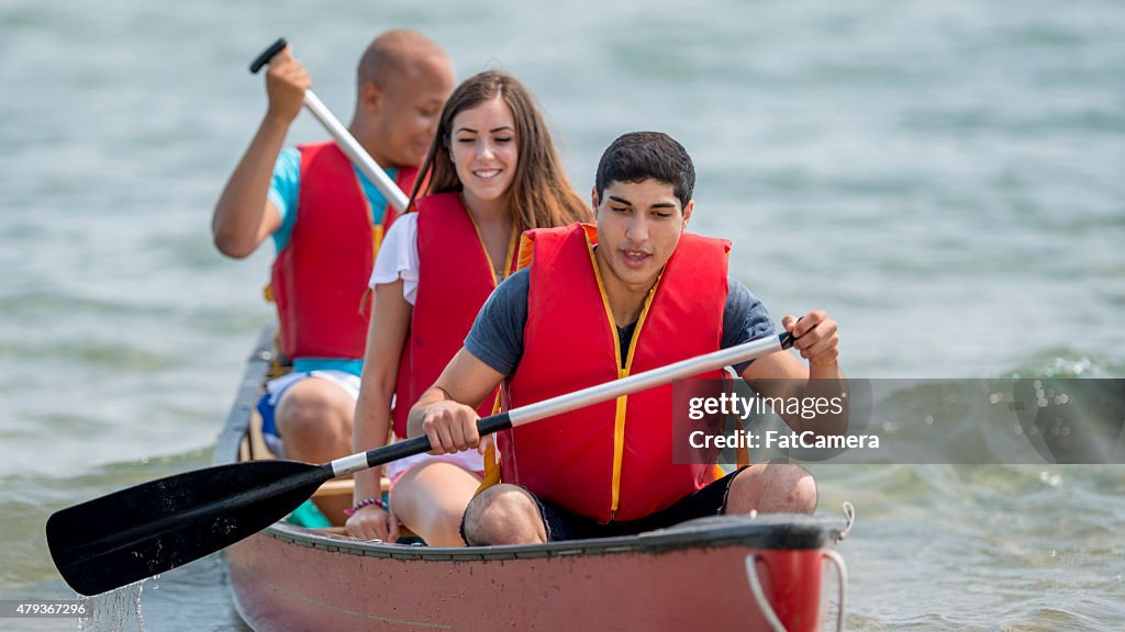 Young Teenagers on a Canoe Trip